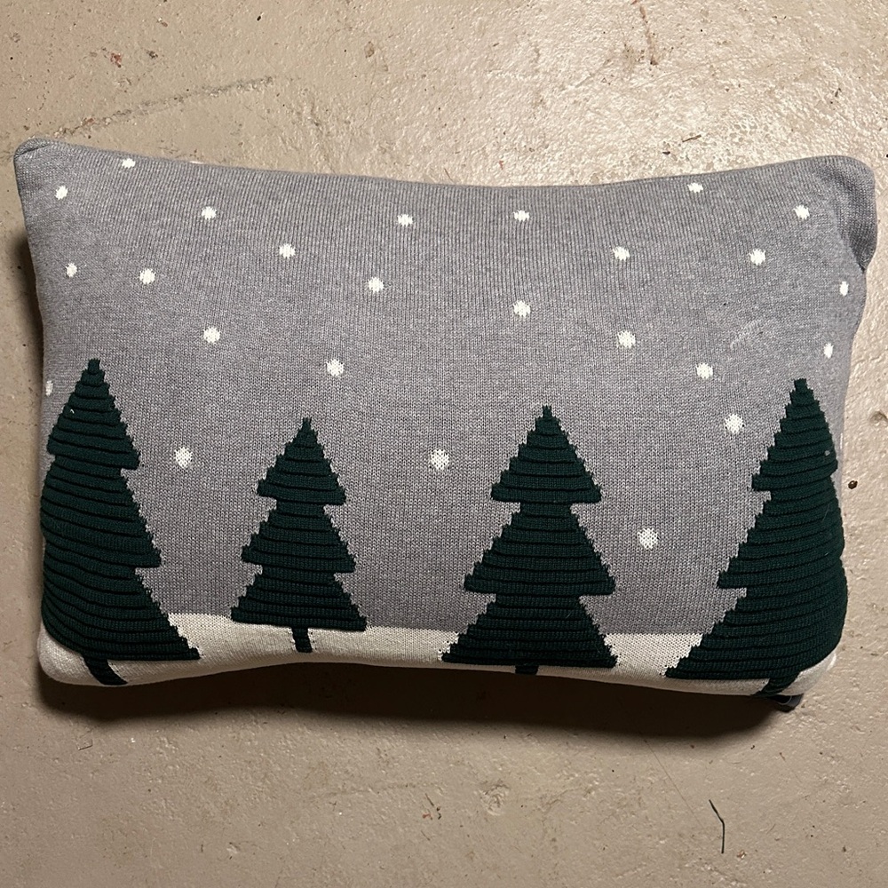 Gray and Green Holiday Pillow